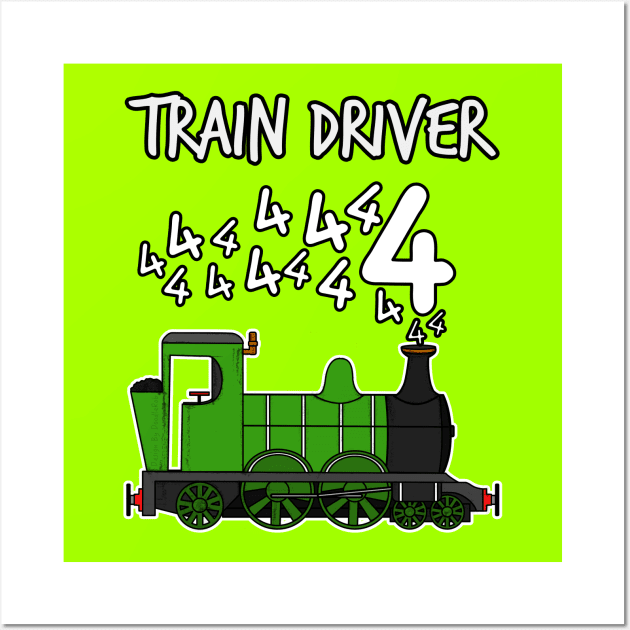 Train Driver 4 Year Old Kids Steam Engine Wall Art by doodlerob